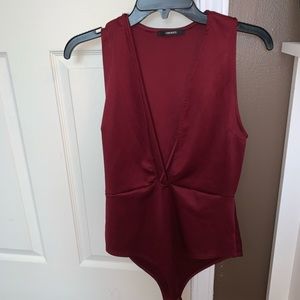 Red bodysuit open front Large